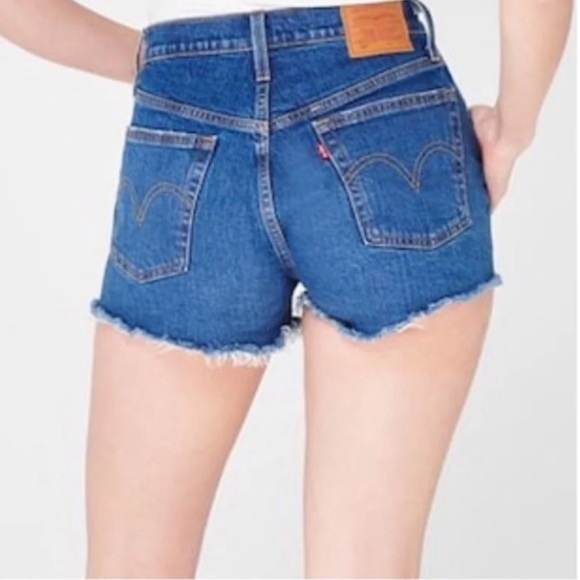 Levi's 501 Raw Hem High Rise Denim Shorts W30 EUC sz 30 - Picture 9 of 11